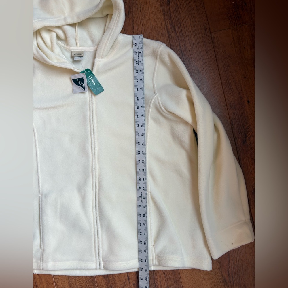 NWT Women's L.L. Bean Hooded Fleece Jacket. Ivory Cream. Size 2X - Picture 5 of 6